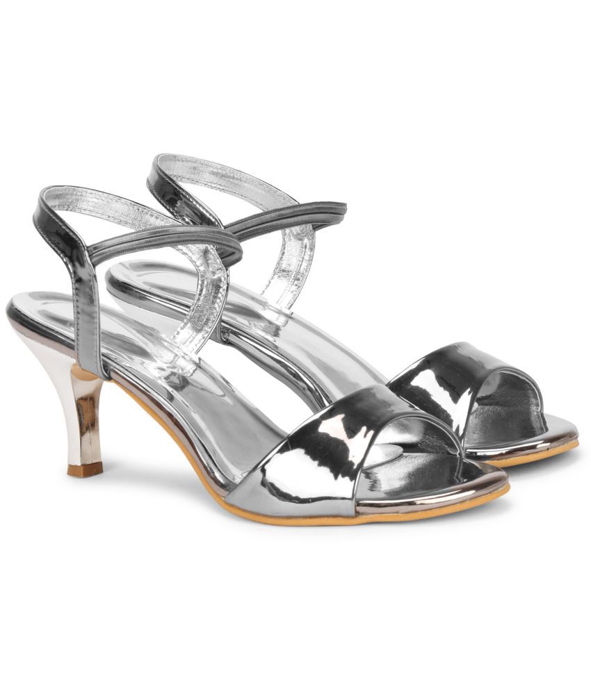     			Saheb - Silver Women's Sandal Heels