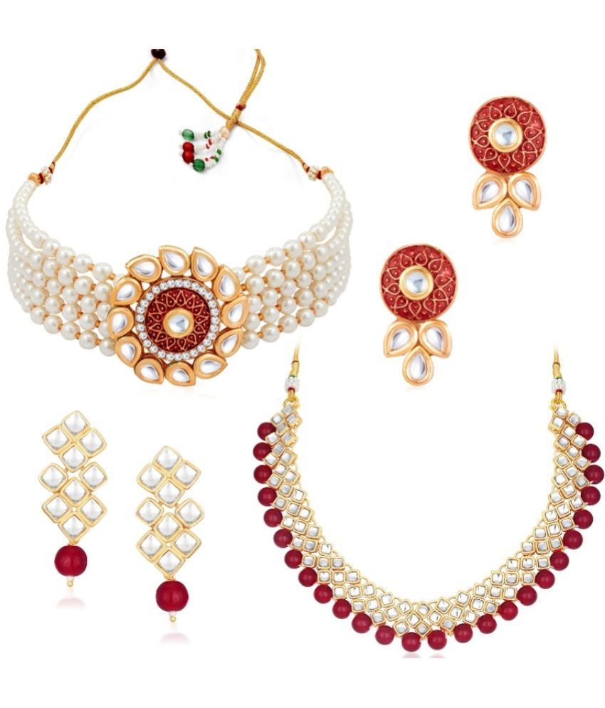     			Sukkhi - Maroon Alloy Necklace Set ( Pack of 2 )