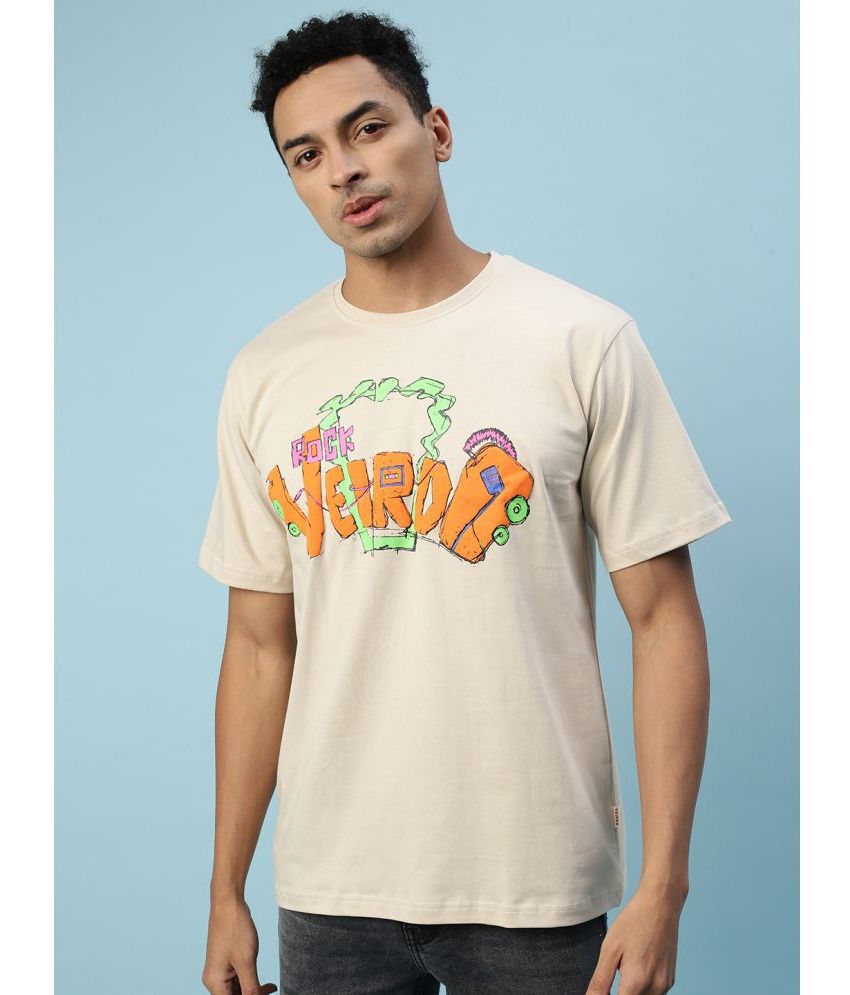     			Veirdo - Beige Cotton Regular Fit Men's T-Shirt ( Pack of 1 )
