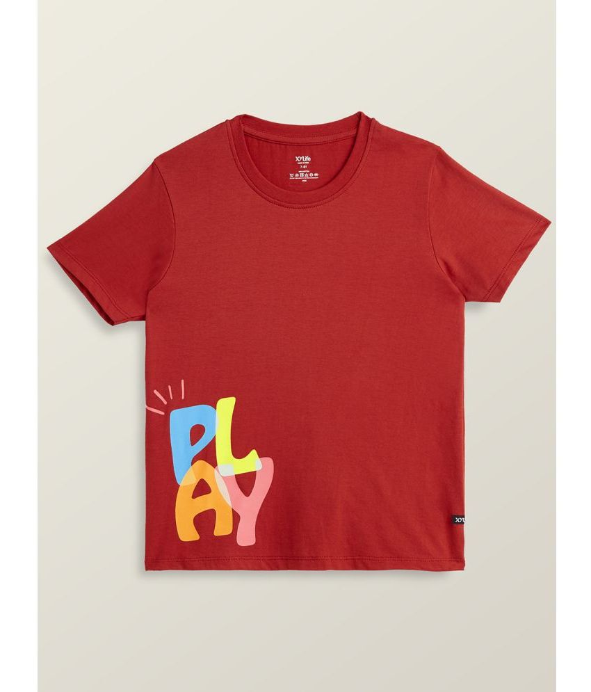     			XY Life - Dark Red Cotton Boy's T-Shirt ( Pack of 1 )