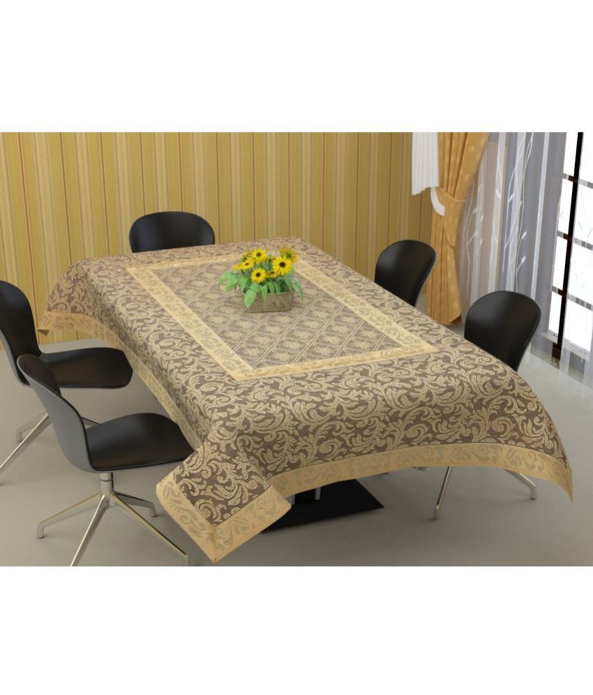     			Bigger Fish - Beige Cotton Table Cover ( Pack of 1 )