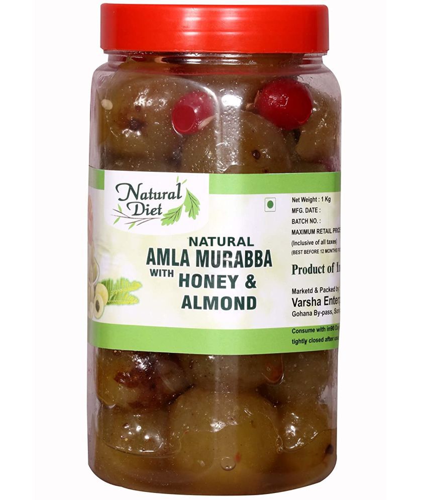     			Natural Diet Natural Sweet Honey AMLA MURABBA with Almonds 1kg (The Orignal Love is Eating Grandma's Food) Pickle 1 kg