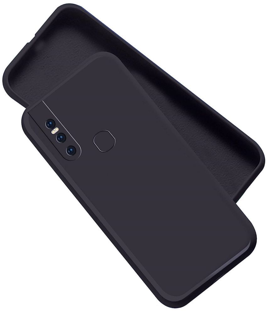     			Case Vault Covers - Black Silicon Plain Cases Compatible For Vivo V15 ( Pack of 1 )