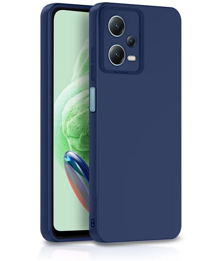     			Case Vault Covers - Blue Silicon Plain Cases Compatible For Redmi Note 12 Pro 5G ( Pack of 1 )