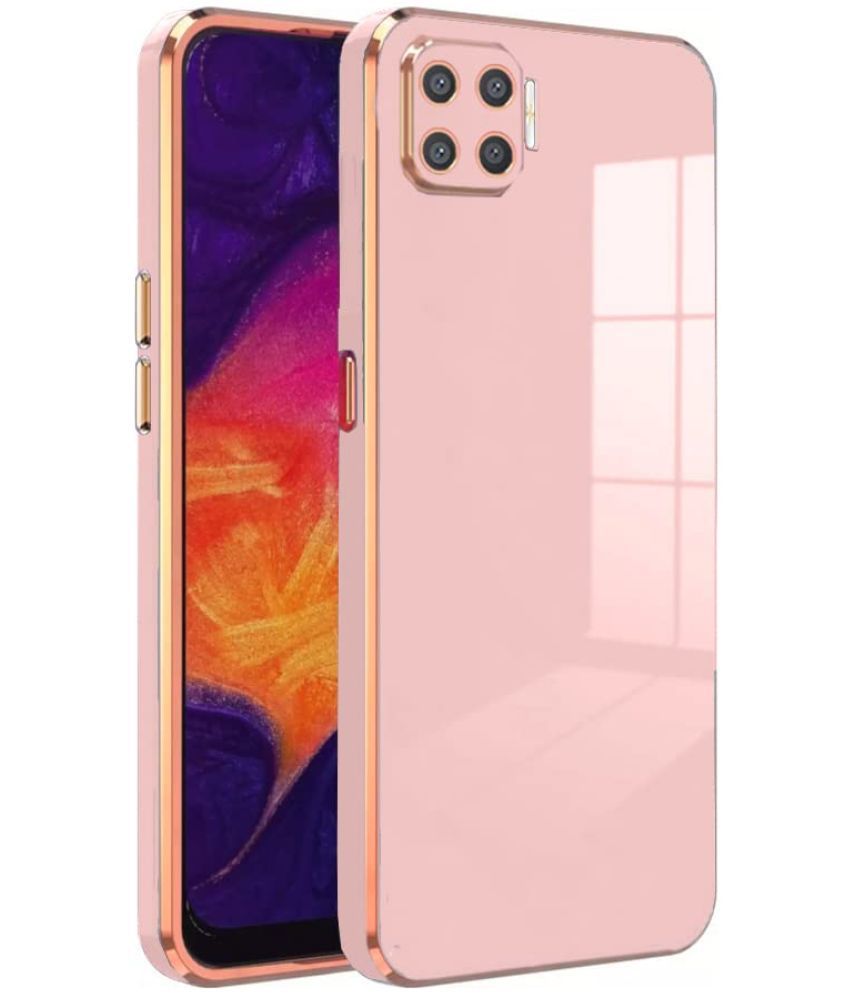    			NBOX - Pink Silicon Plain Cases Compatible For Oppo F17 ( Pack of 1 )