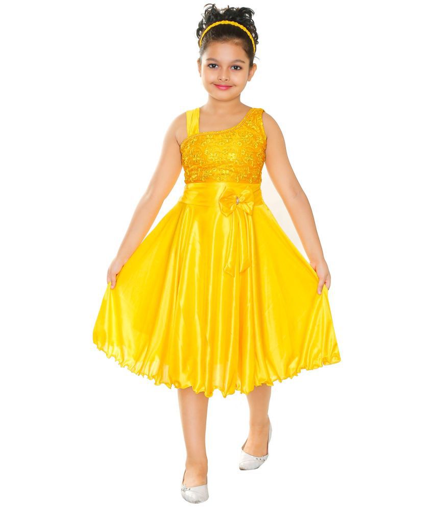     			STYLOKIDS - Yellow Crepe Girls A-line Dress ( Pack of 1 )