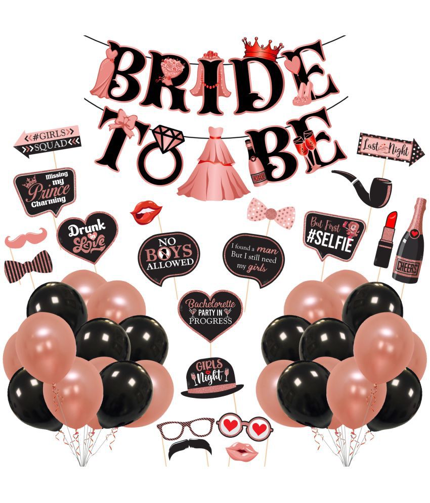     			Zyozi 46 Pcs Bachelorette Party Decorations Kit, Bridal Shower Party Supplies & Bride to Be Decoration Banner and Photo Booth Props with Balloons (Set of 46)