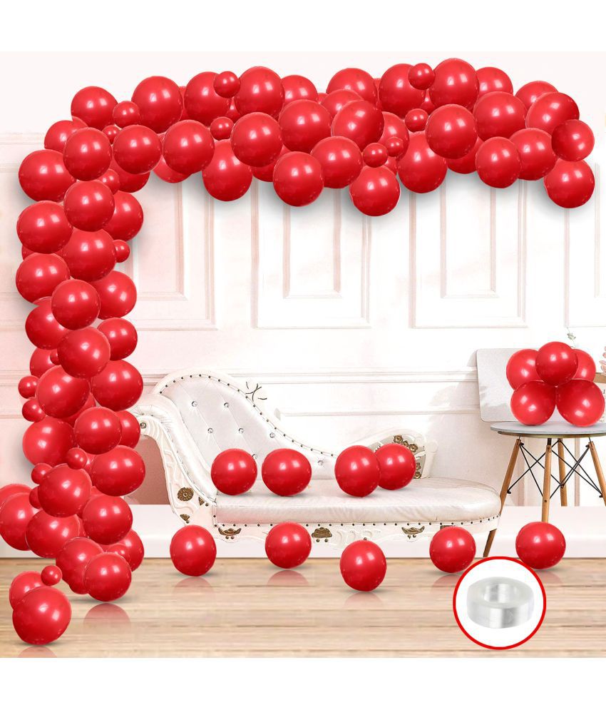     			Zyozi 51 Mettalic Balloon Garland Arch Kit 10 inch Party Balloons for Boys Girls Birthday, Baby Shower Wedding Anniversary Festivals Party Decorations (Red)