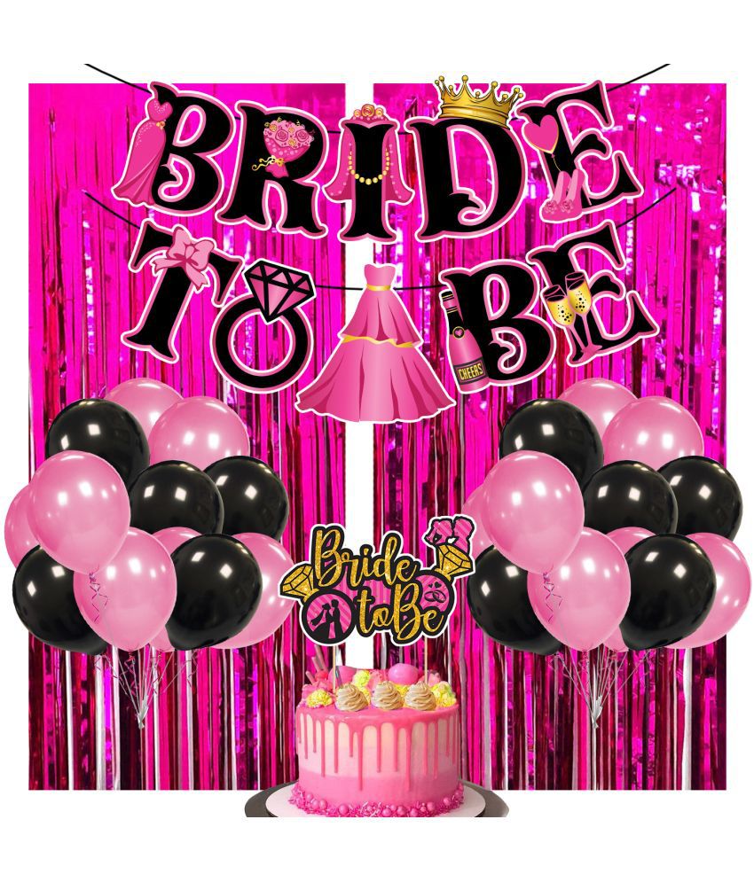     			Zyozi  Bachelorette Party Decorations Kit, Bridal Shower Party Supplies & Bride to Be Decoration Banner, Foil Curtain and Cake Topper with Balloons (Set of 29)