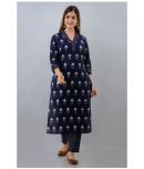 Frionkandy - Navy Straight Cotton Women's Stitched Salwar Suit ( Pack of 1 )