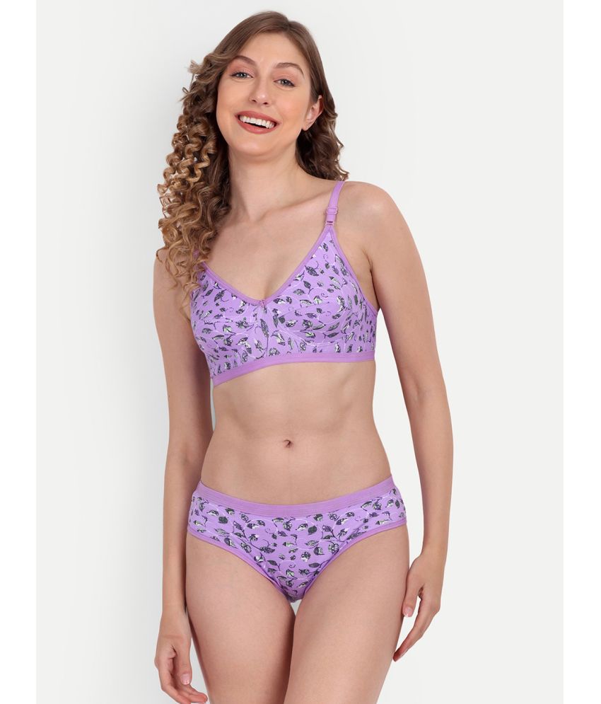     			Aprozone - Purple Lingerie Set Poly Cotton Women's Bra & Panty Set ( Pack of 1 )