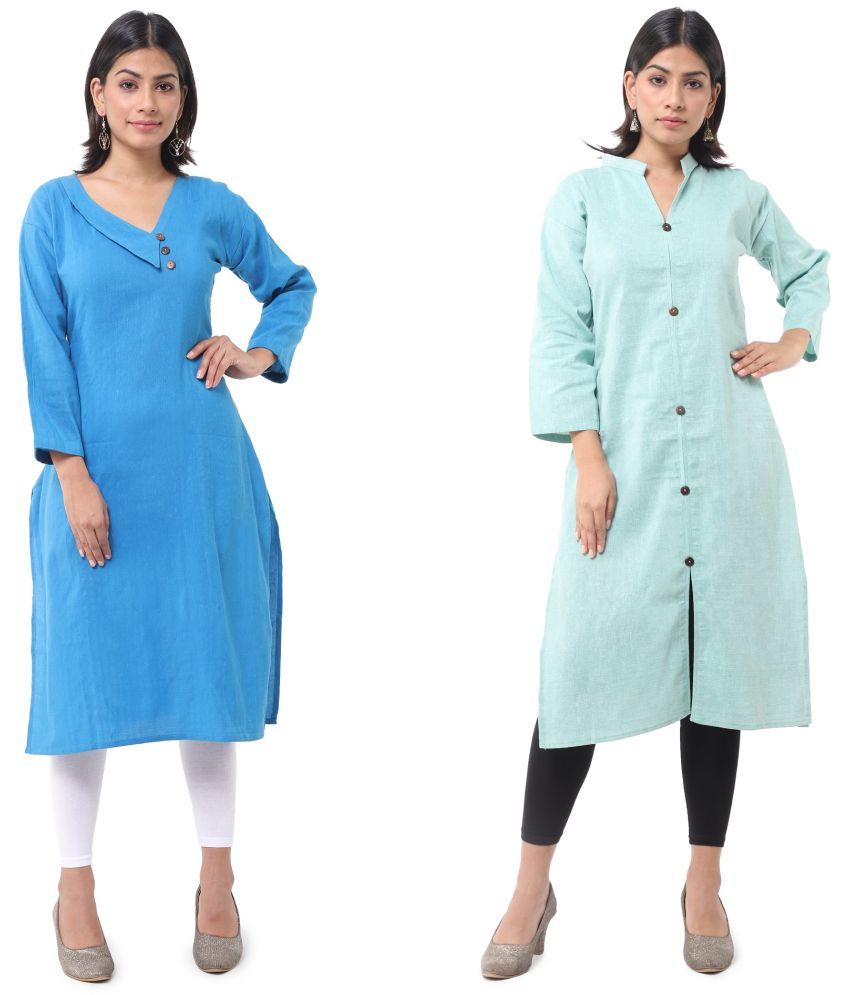     			DESHBANDHU DBK - Multicolor Cotton Women's Straight Kurti ( Pack of 2 )