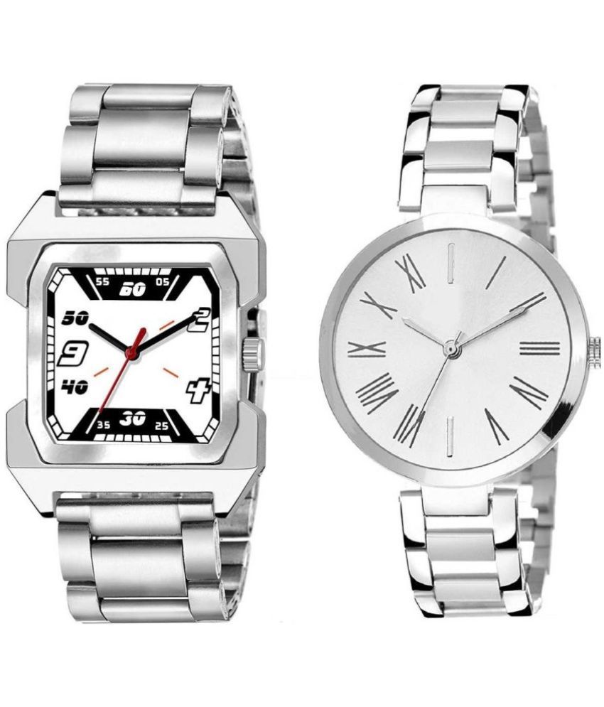     			EMPERO - Silver Stainless Steel Analog Couple's Watch