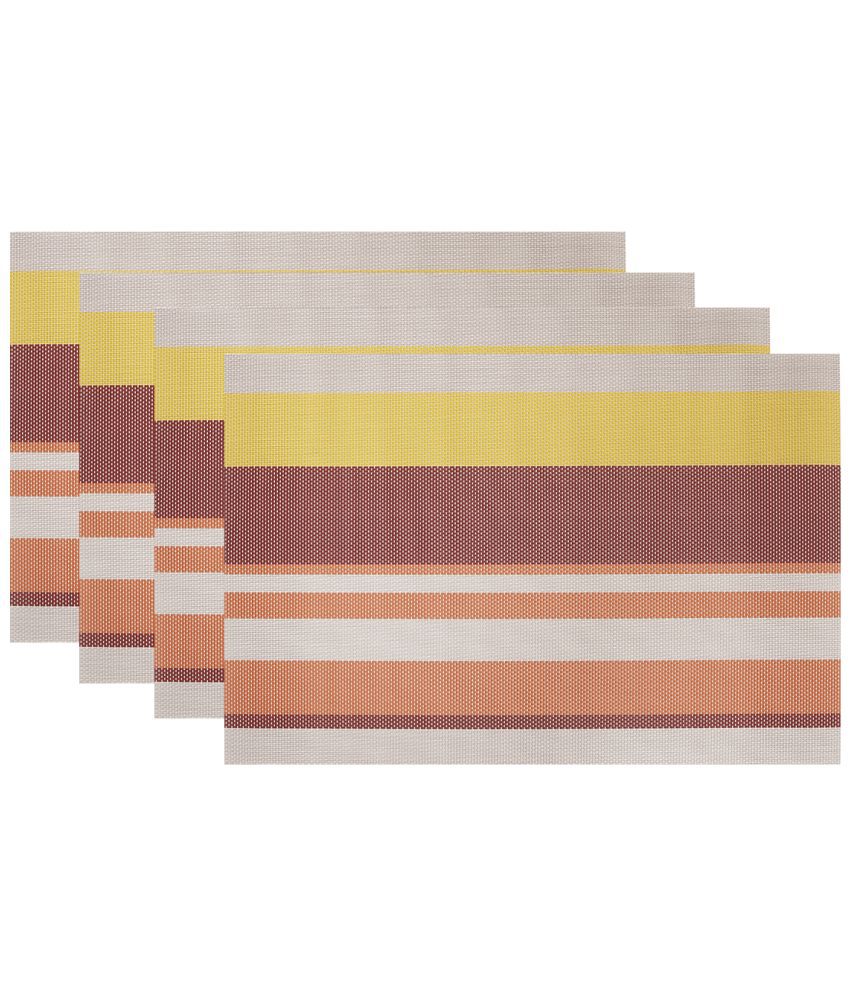     			HOKIPO PVC Horizontal Striped Rectangle Table Mats 45 cm 30 cm Pack of 4 - Multi
