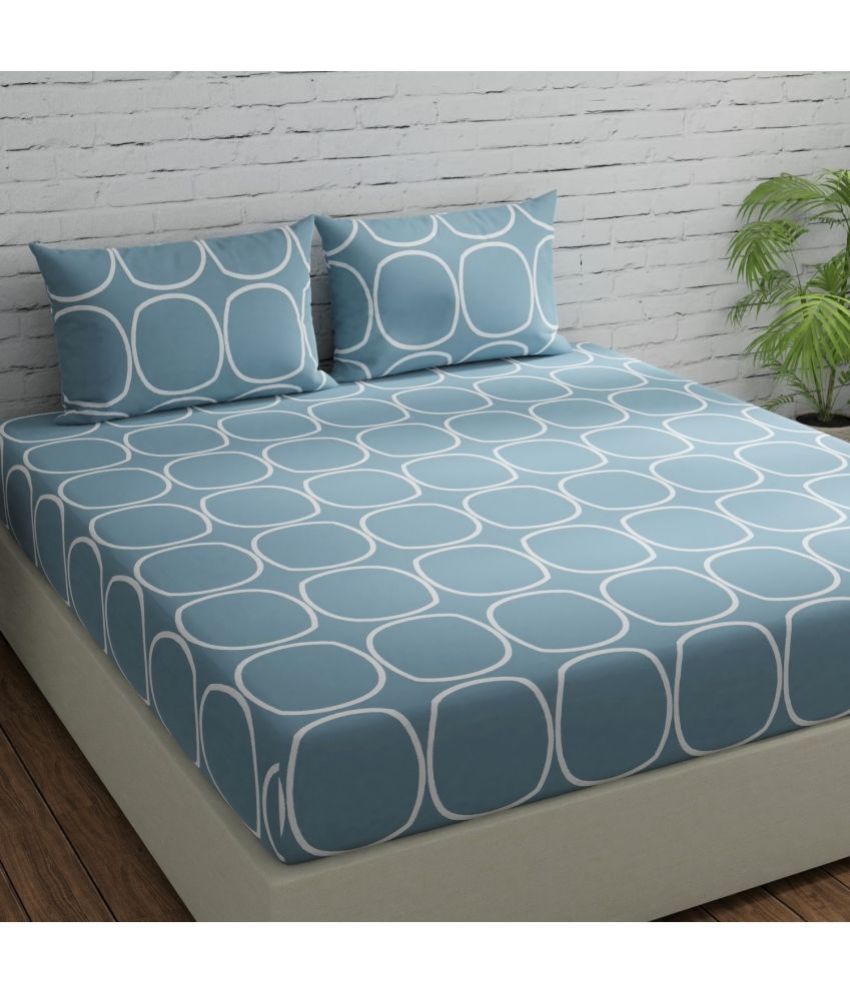     			Huesland - Blue Cotton Single Bedsheet with 1 Pillow Cover
