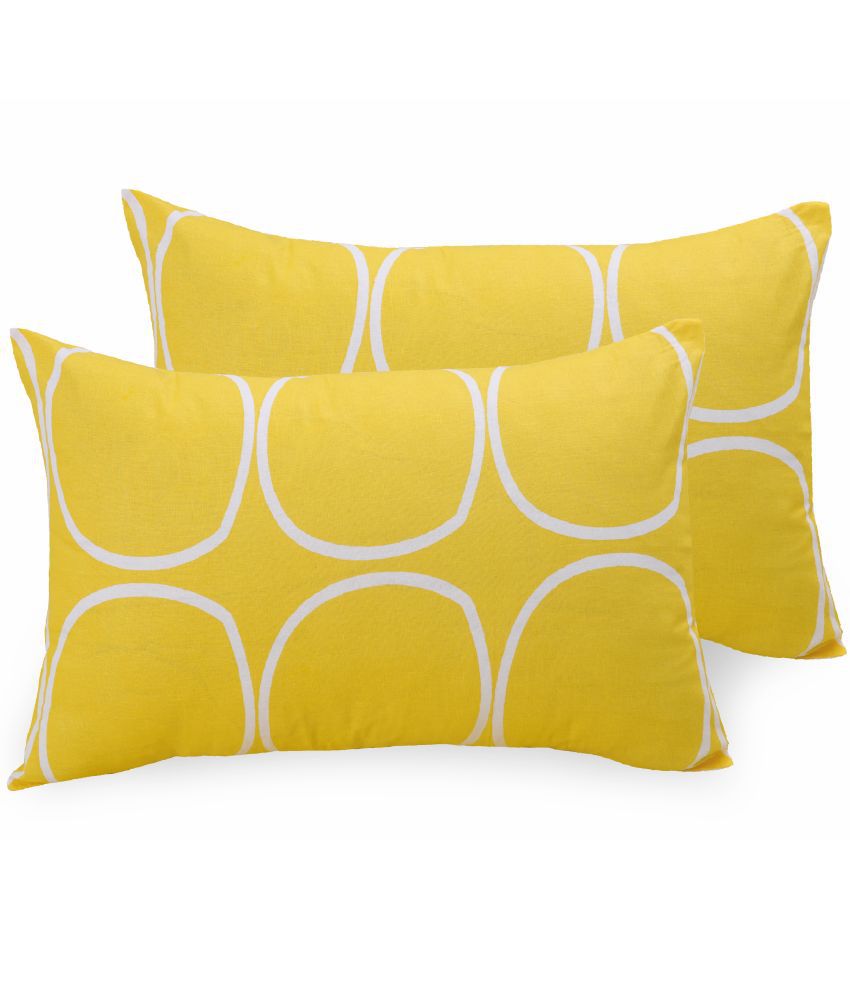     			Huesland - Regular Yellow Cotton Pillow Covers 68X43 ( Pack of 2 )