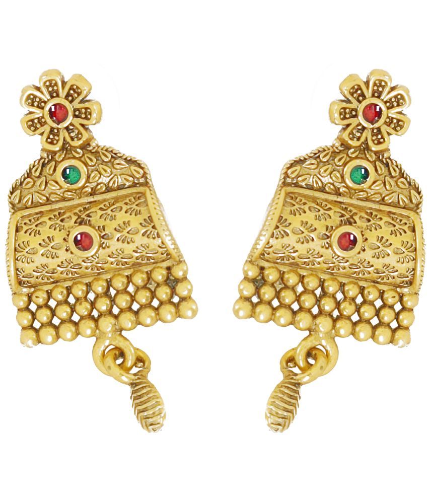     			SHANKH-KRIVA - Golden Stud Earrings ( Pack of 1 )