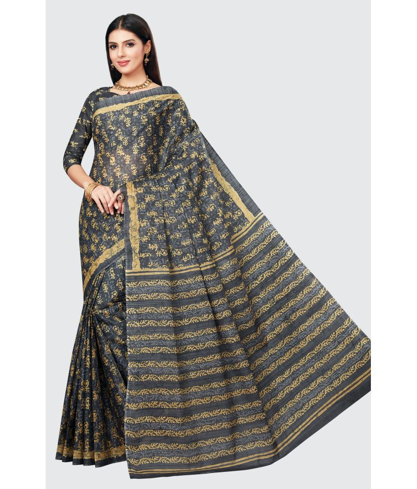     			SHANVIKA - Grey Cotton Saree With Blouse Piece ( Pack of 1 )