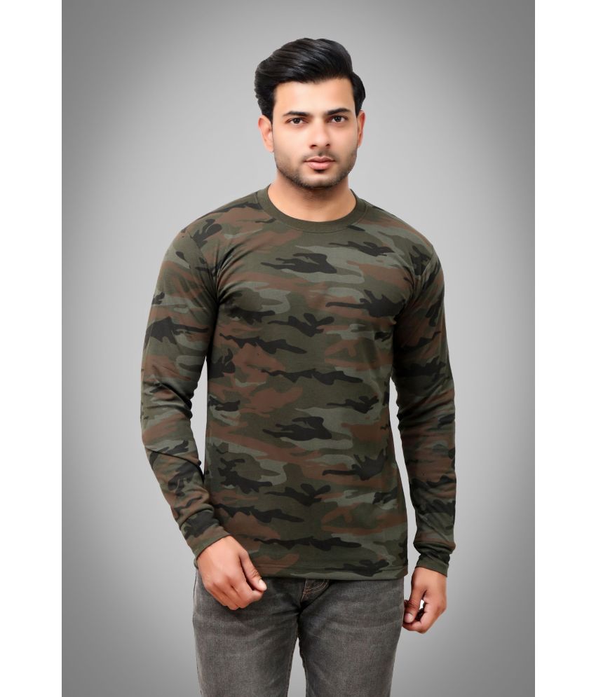     			SI Squad - Military Green Cotton Blend Regular Fit Men's T-Shirt ( Pack of 1 )