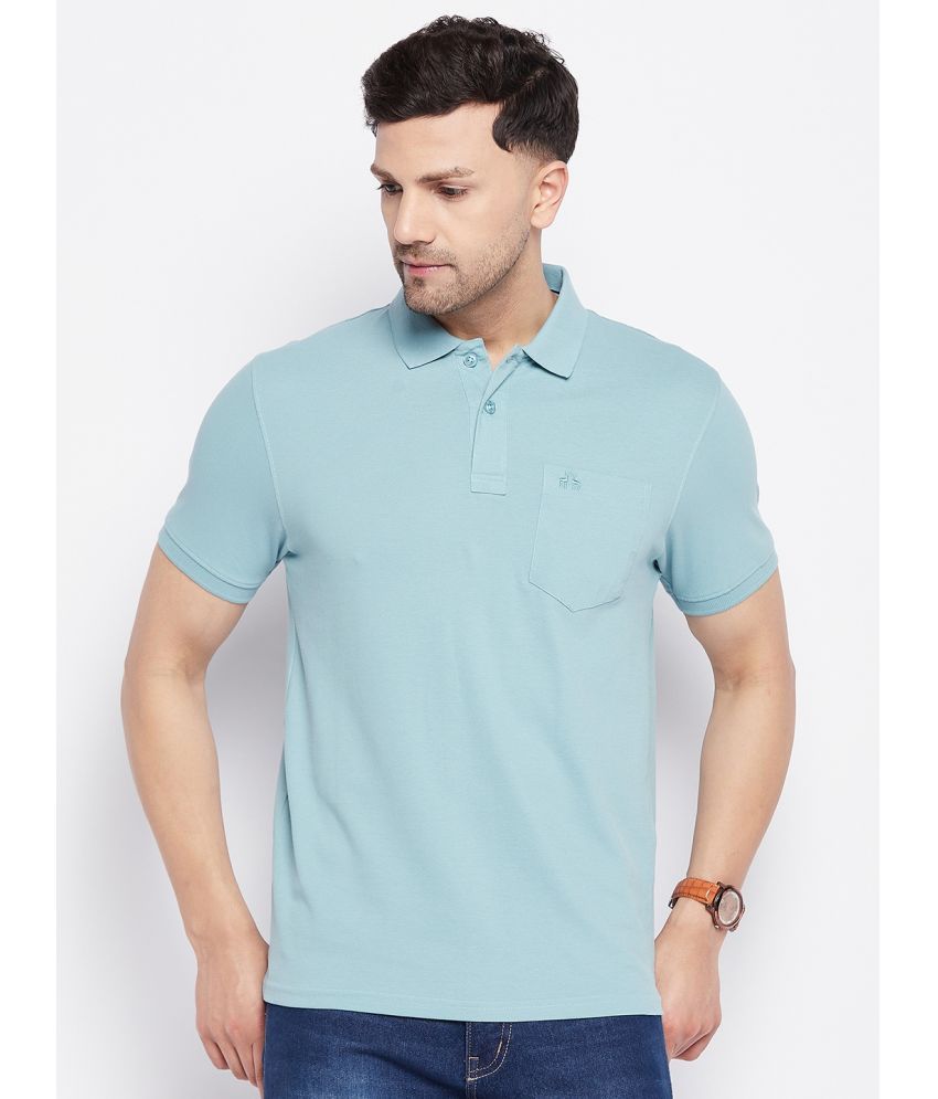     			98 Degree North Pack of 1 Cotton Blend Regular Fit Solid Half Sleeves Men's Polo T Shirt ( Light Blue )