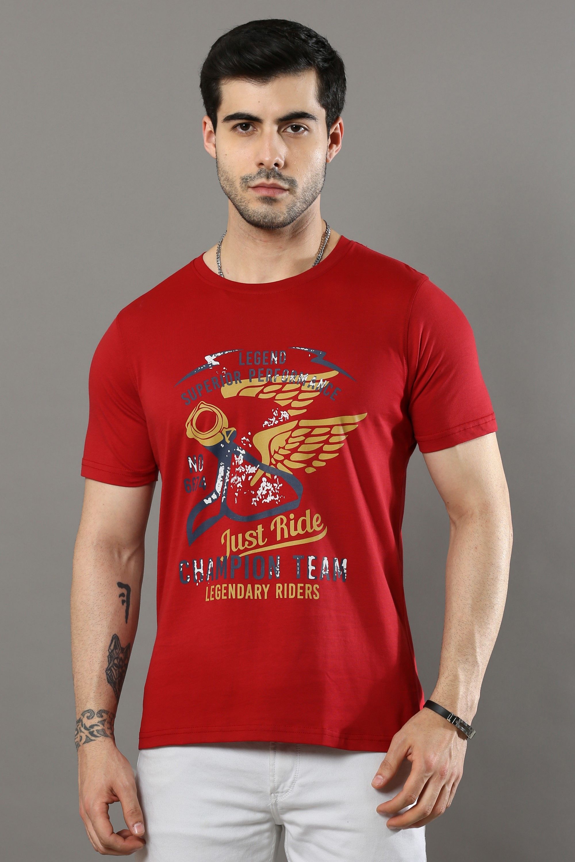     			Cool Colors - Red Cotton Regular Fit Men's T-Shirt ( Pack of 1 )