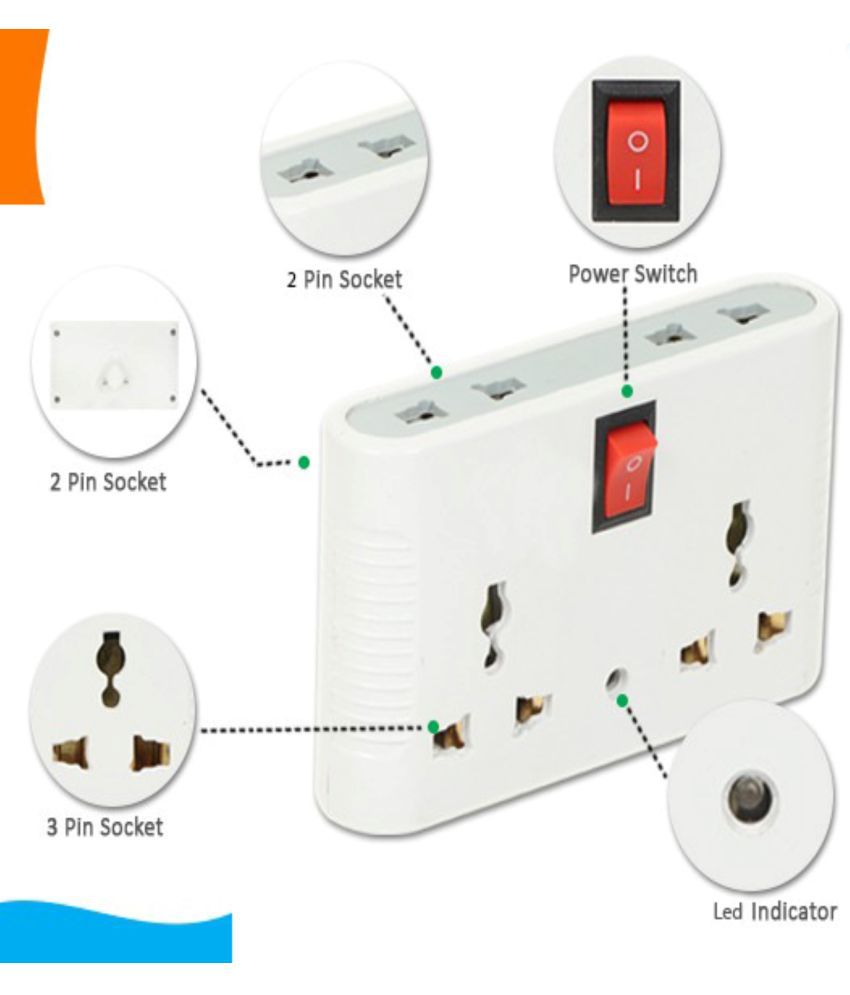     			DIGIWAY Multi PlugDigiway 4 Universal Socket 1 Master Switch Multi-Plug Extension Board with LED Indicators (White)