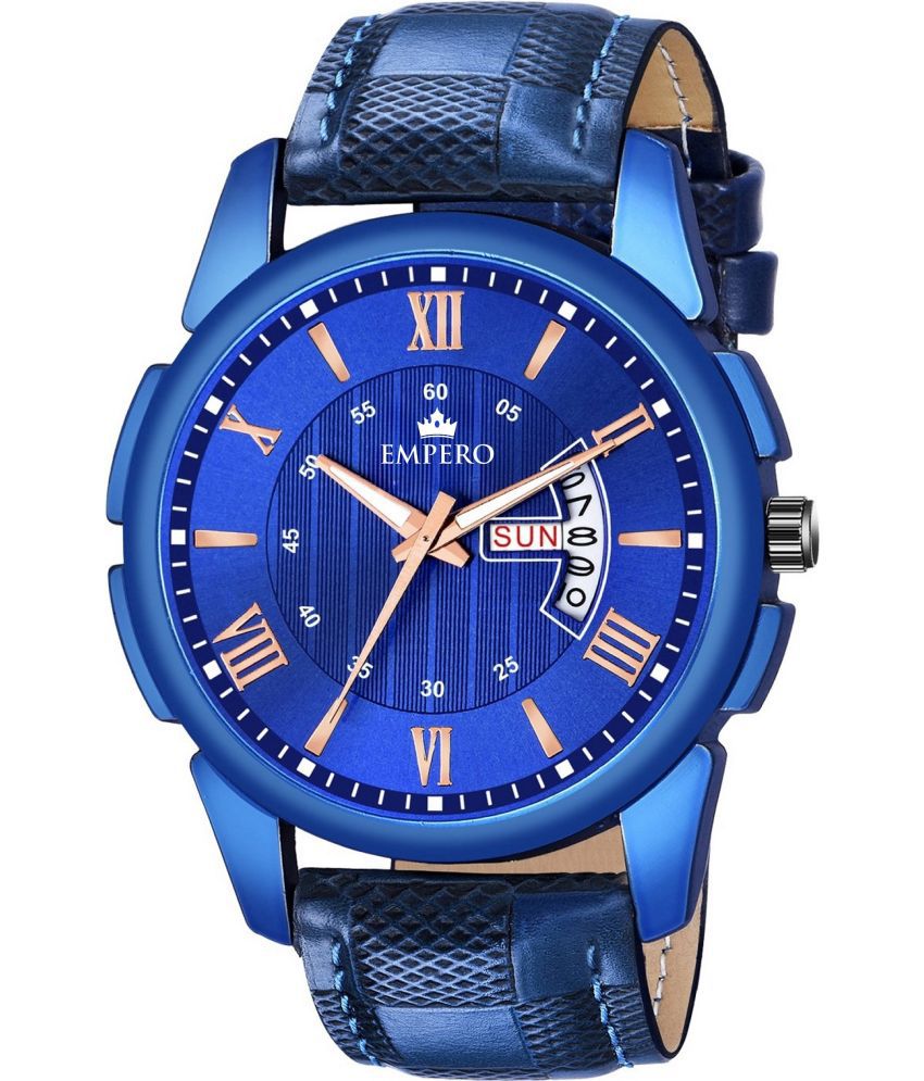     			EMPERO - Blue Leather Analog Men's Watch