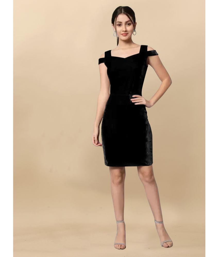     			JULEE - Black Velvet Women's Bodycon Dress ( Pack of 1 )