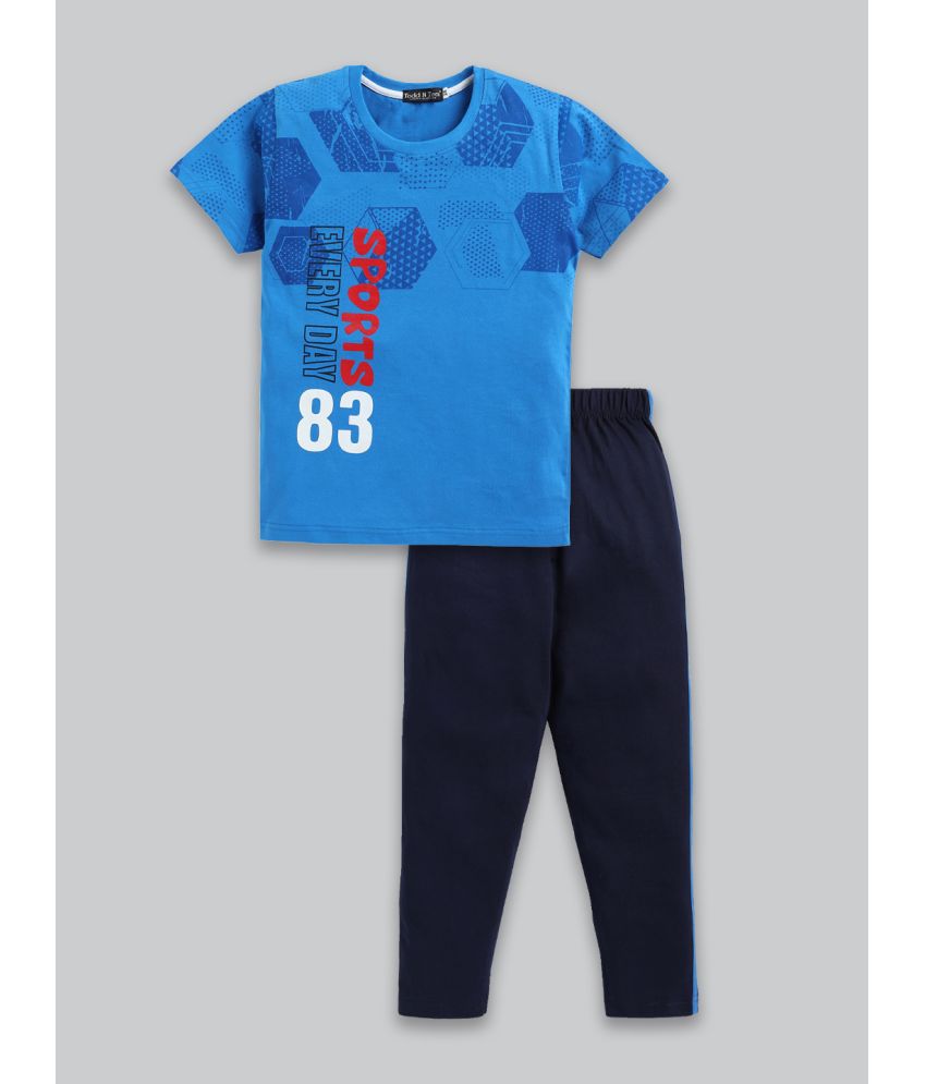     			Todd N Teen - Blue Cotton Boys T-Shirt & Trackpants ( Pack of 1 )