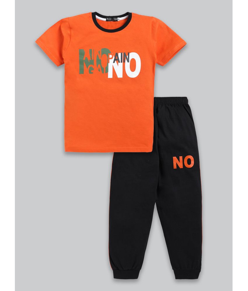     			Todd N Teen - Orange Cotton Boys T-Shirt & Trackpants ( Pack of 1 )