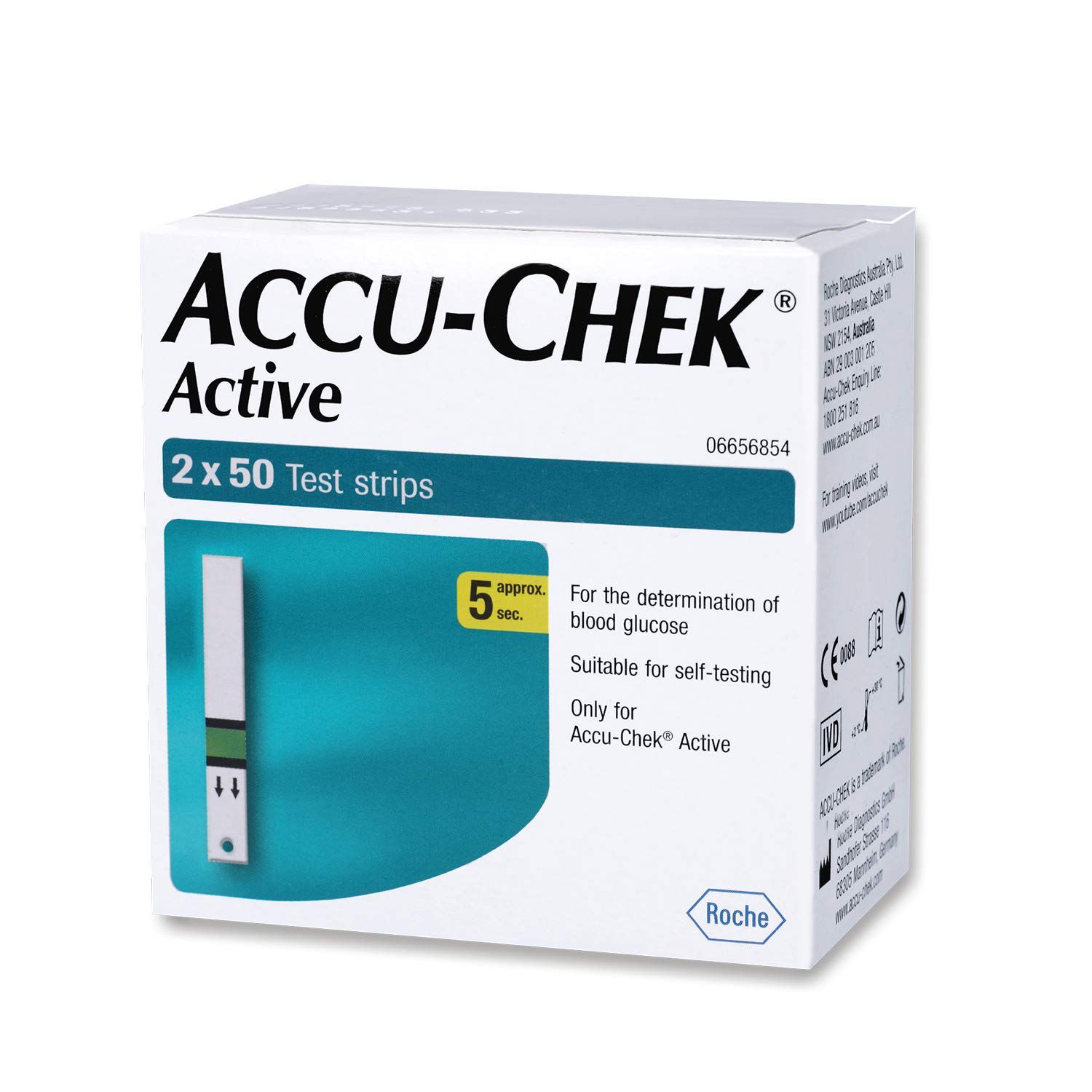Accu-Chek Active 100 Sugar Test Strips, (50x2) (Multicolor) Expiry May 2023
