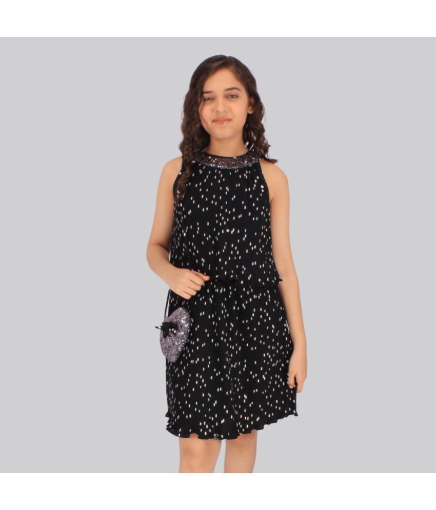     			Cutecumber Georgette Shift Dress For Girls ( Pack of 1 , Black )