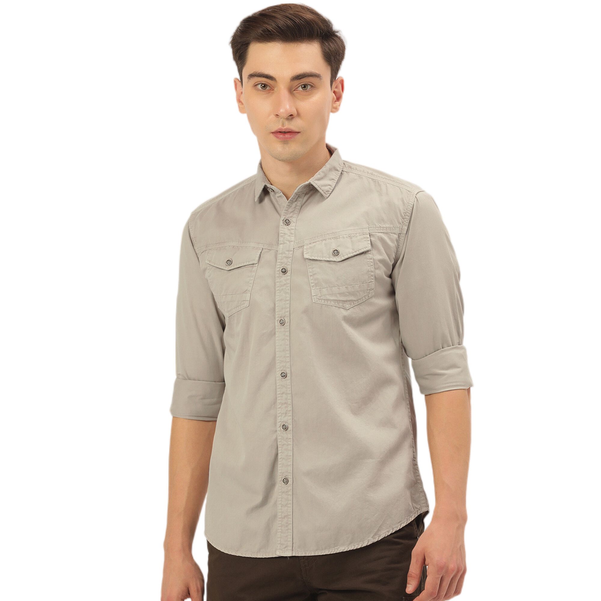     			IVOC - Beige 100% Cotton Regular Fit Men's Casual Shirt ( Pack of 1 )