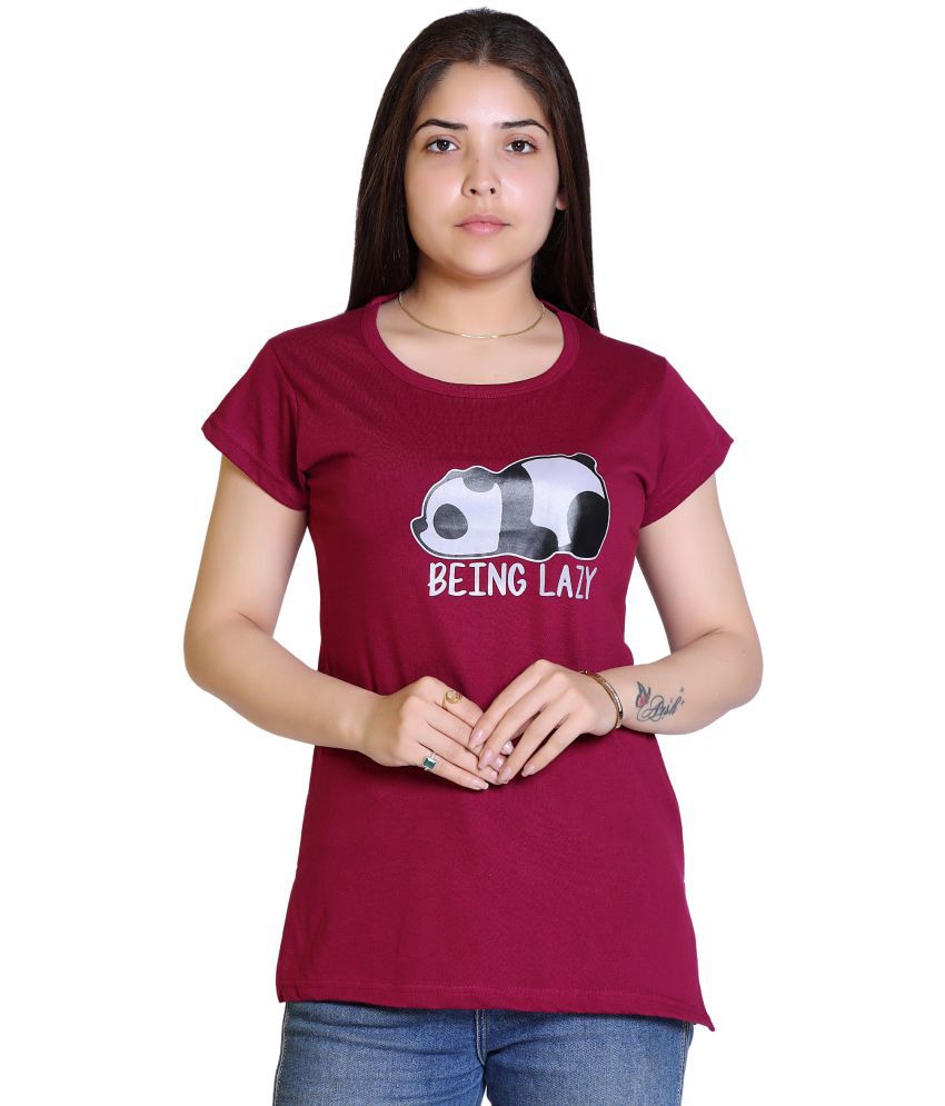     			Infernium - Maroon Cotton Blend Regular Fit Women's T-Shirt ( Pack of 1 )