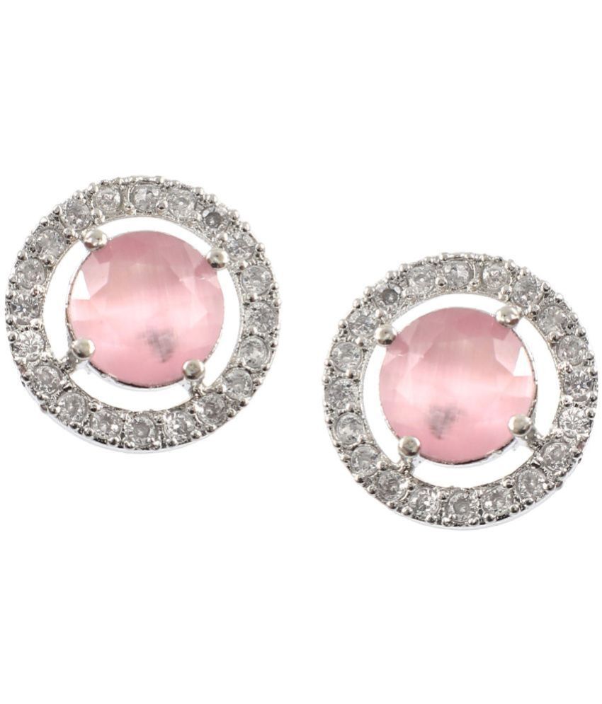     			Jewar Mandi - Light Pink Cluster Earrings ( Pack of 1 )