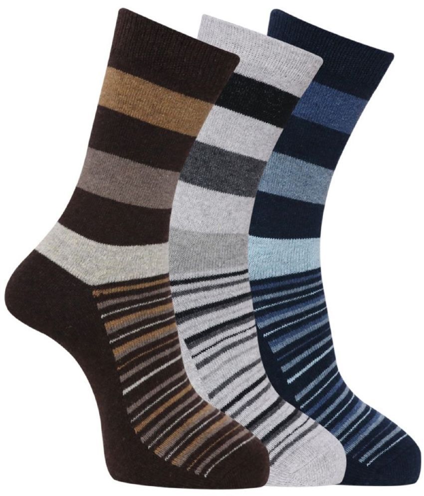     			Dollar - Woollen Men's Striped Multicolor Mid Length Socks ( Pack of 3 )