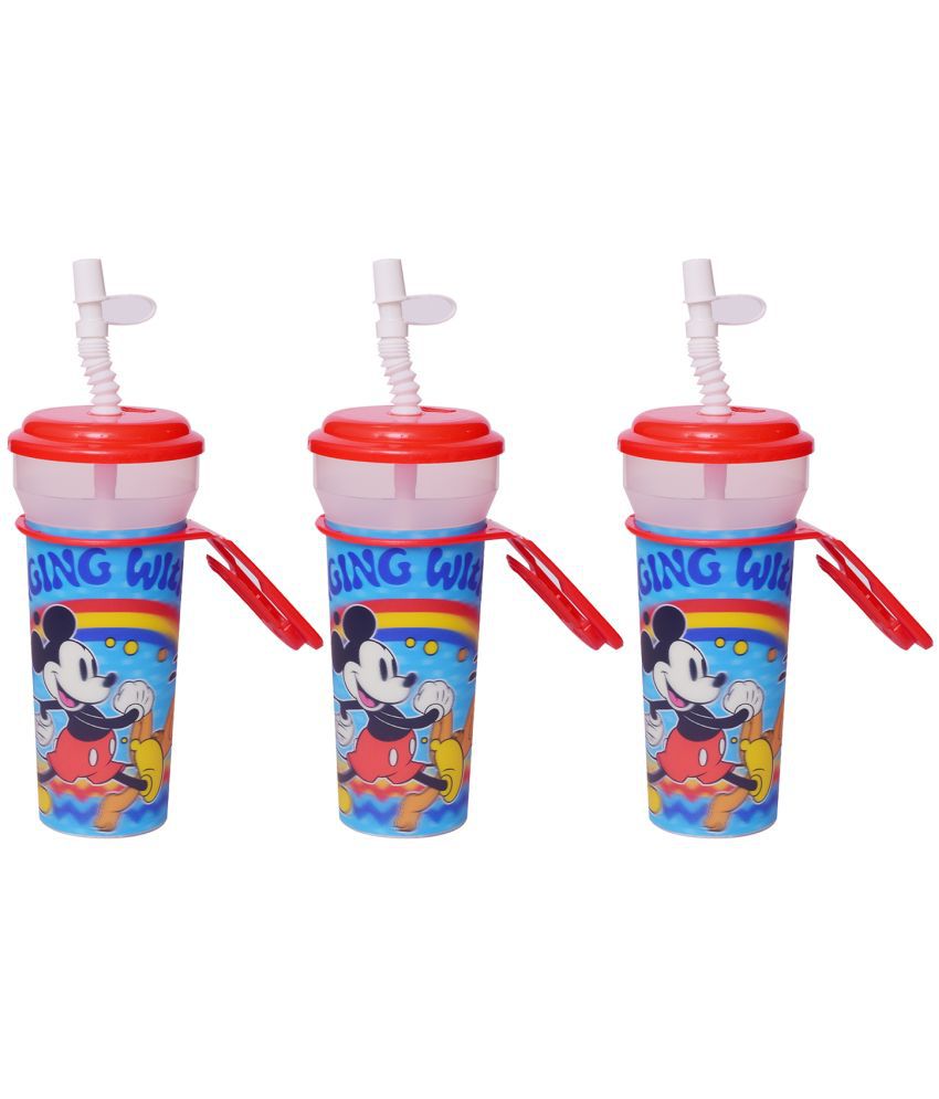     			Gluman Disney Mickey Cartoon Character Printed Sipper Bottle for Girls I Leak Proof, 100% Food Grade| BPA Free | Recyclable/Reusable | Spout Lid 350ml (Pack of 3)