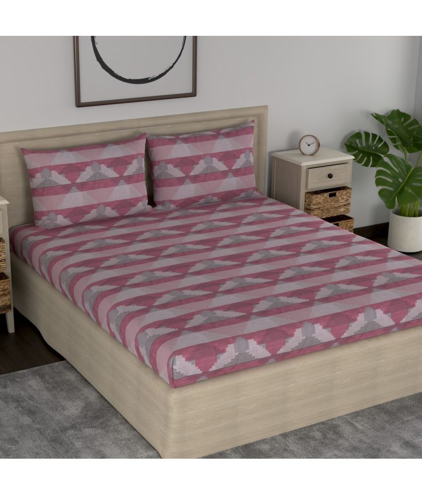     			Huesland - Mauve Cotton Double Bedsheet with 2 Pillow Covers