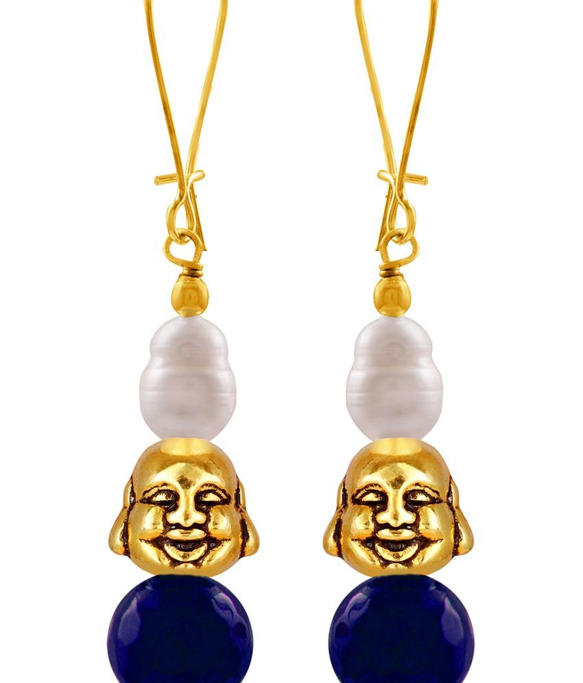     			JFL - Jewellery For Less - Navy Blue Drop Earrings ( Pack of 1 )