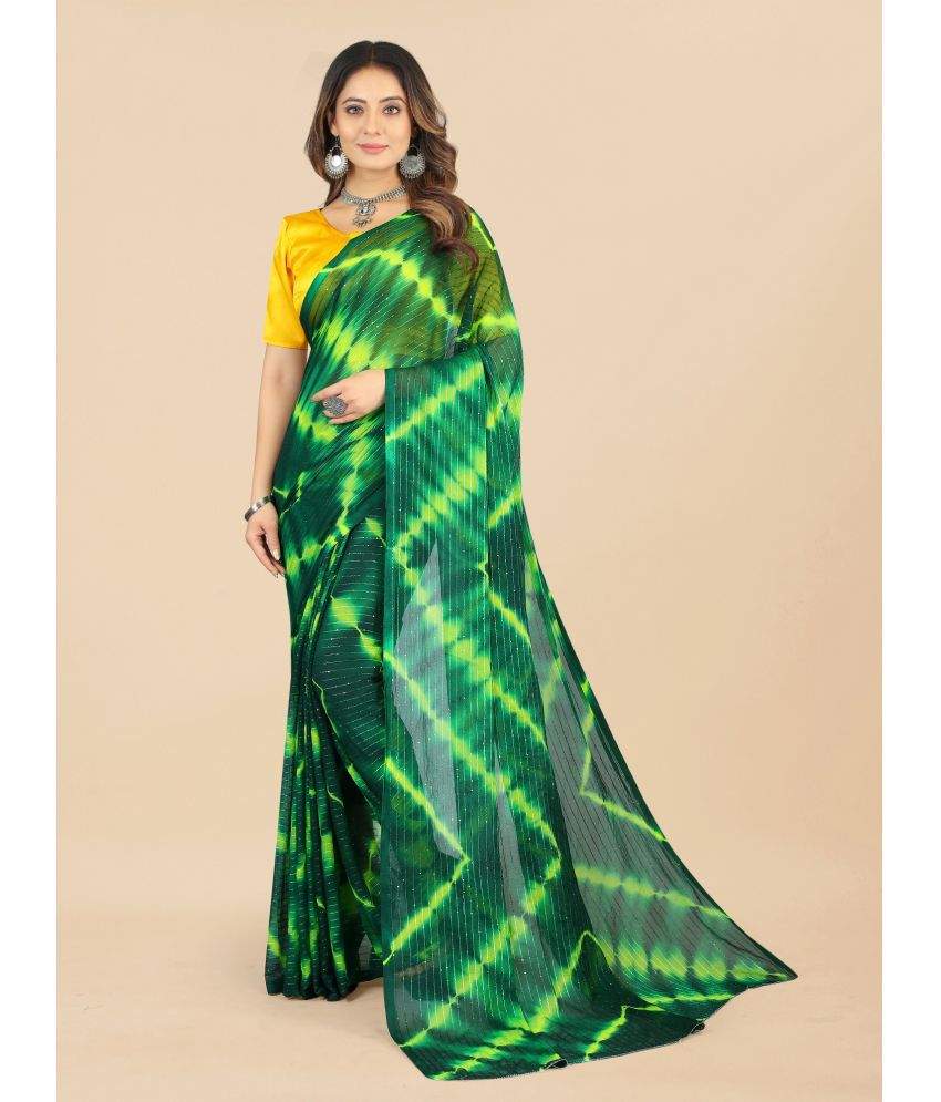     			JULEE - Green Chiffon Saree With Blouse Piece ( Pack of 1 )