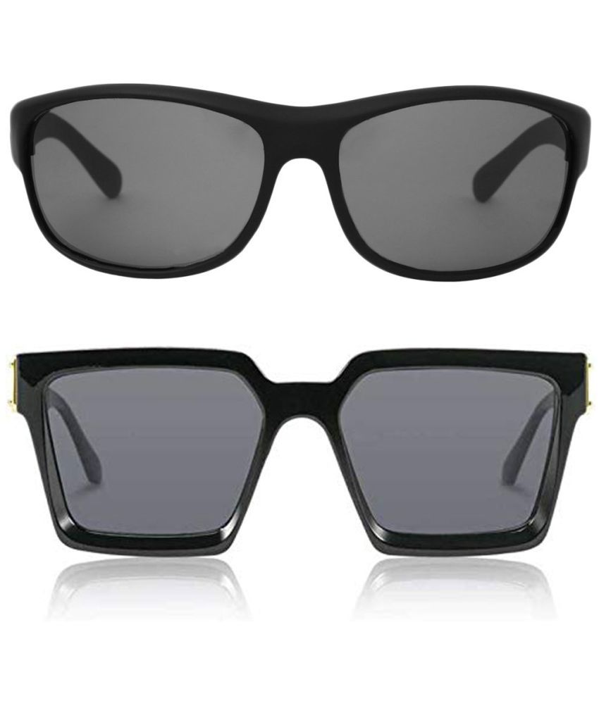     			Kanny Devis - Black Wrap Around Sunglasses ( Pack of 2 )