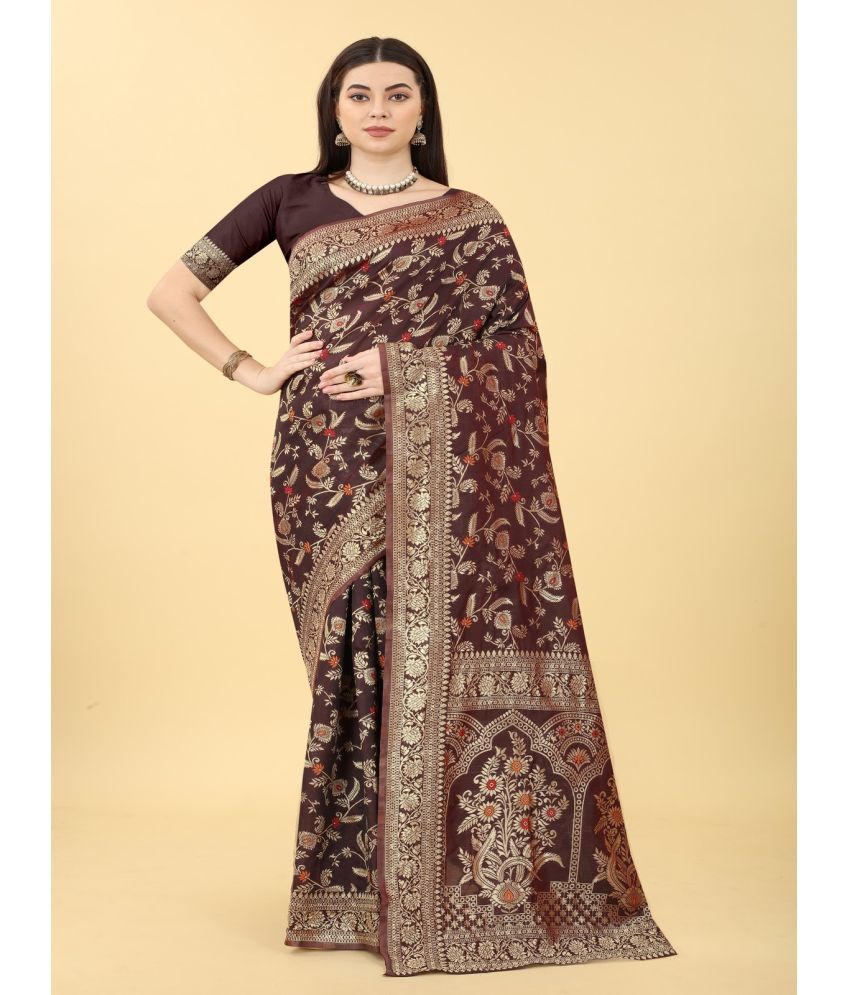     			NENCY FASHION - BLACK Banarasi Silk Saree With Blouse Piece ( Pack of 1 )