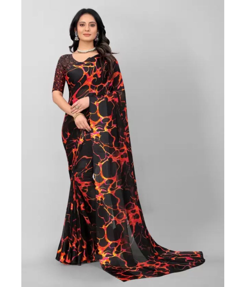     			Sitanjali Lifestyle - Black Georgette Saree With Blouse Piece ( Pack of 1 )