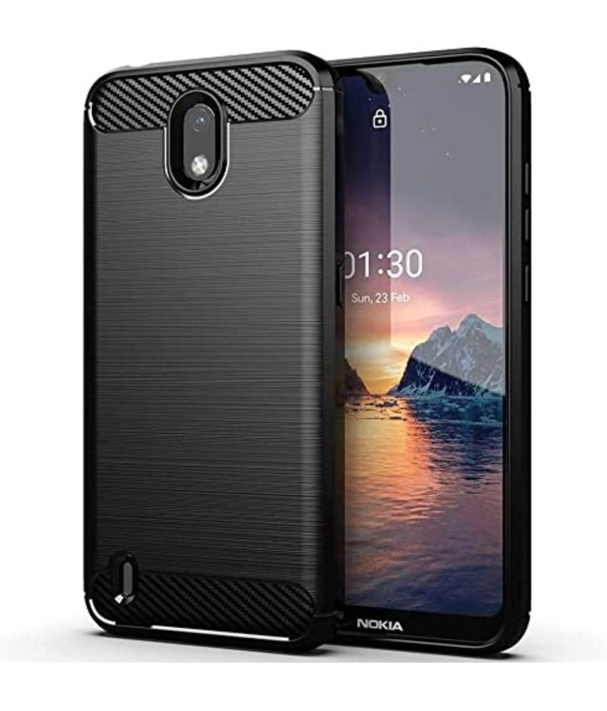     			Spectacular Ace - Black Silicon Plain Cases Compatible For Nokia C01 Plus ( Pack of 1 )