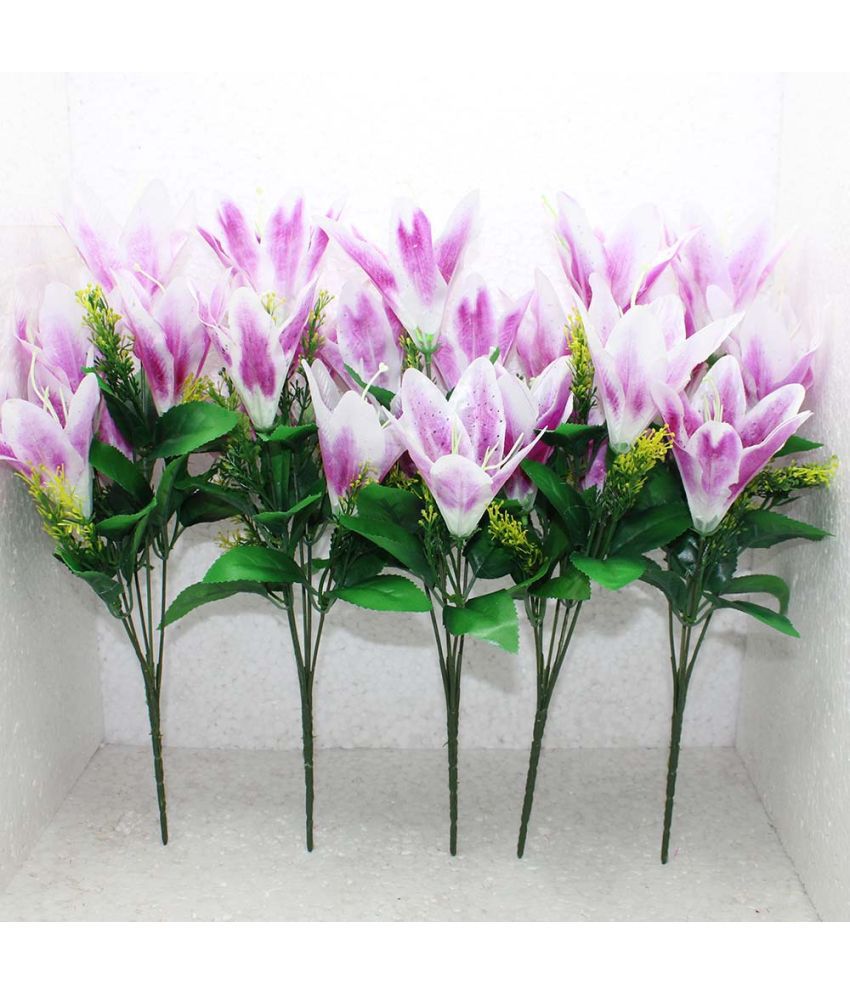     			TFH - Purple Lily Artificial Flowers Bunch ( Pack of 5 )