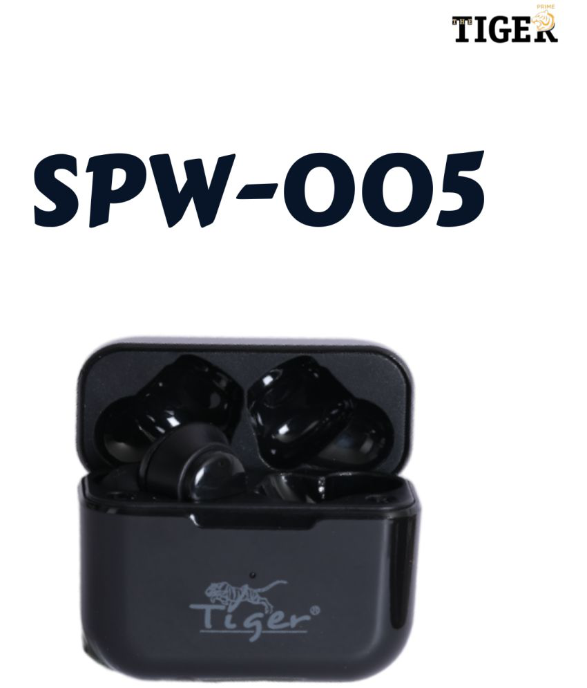 Tiger TWS-SPW005 In Ear True Wireless (TWS) 24 Hours Playback IPX7(Water Resistant) Powerfull bass,Fast charging -Bluetooth Black