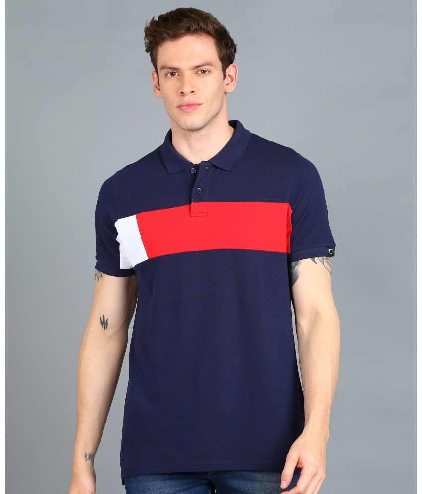     			Urbano Fashion - Navy Blue Cotton Slim Fit Men's Polo T Shirt ( Pack of 1 )