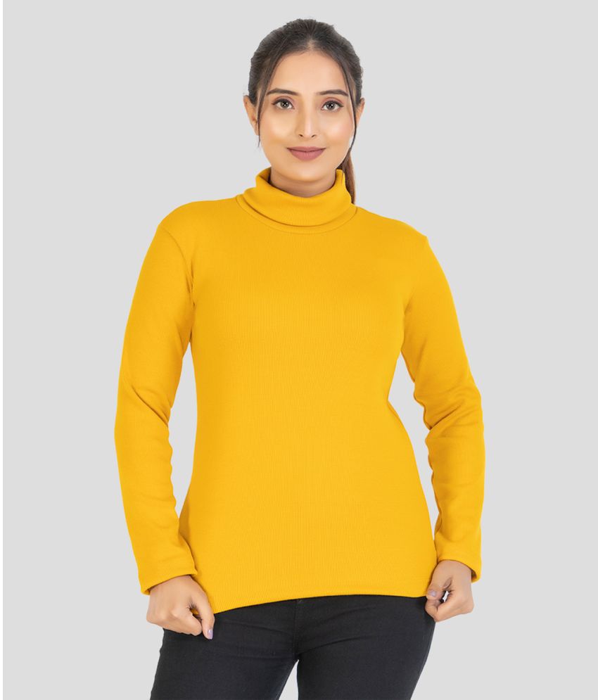     			YHA - Mustard Cotton Blend Regular Fit Women's T-Shirt ( Pack of 1 )