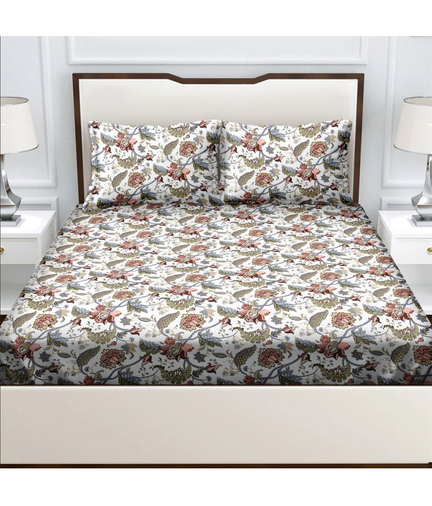     			Bella Casa - Multicolor Cotton Double Bedsheet with 2 Pillow Covers