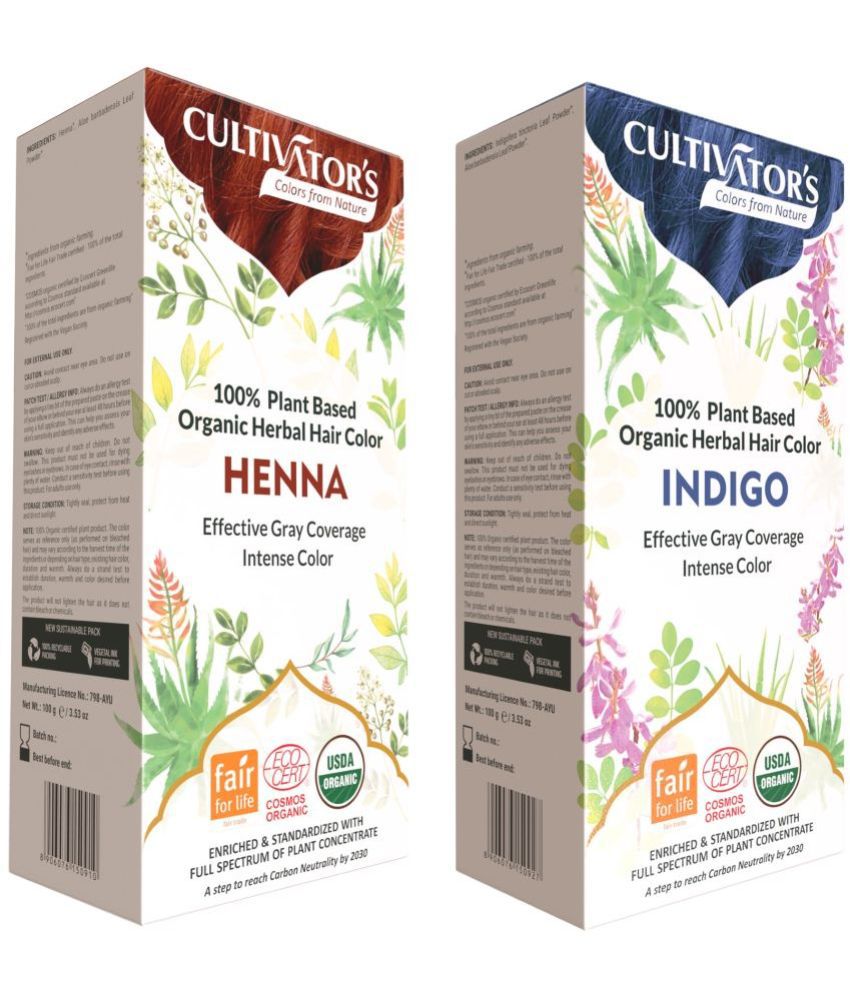     			Cultivator's Two Step Organic Hair Coloring Kit (Henna & Indigo) Organic Henna 200 g Pack of 2